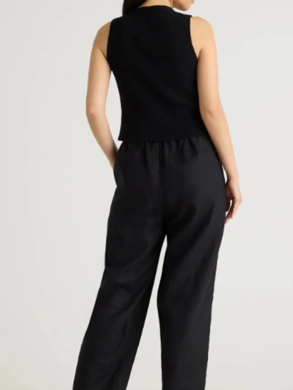 NWT Quince 100% European Black Pull-On Pants